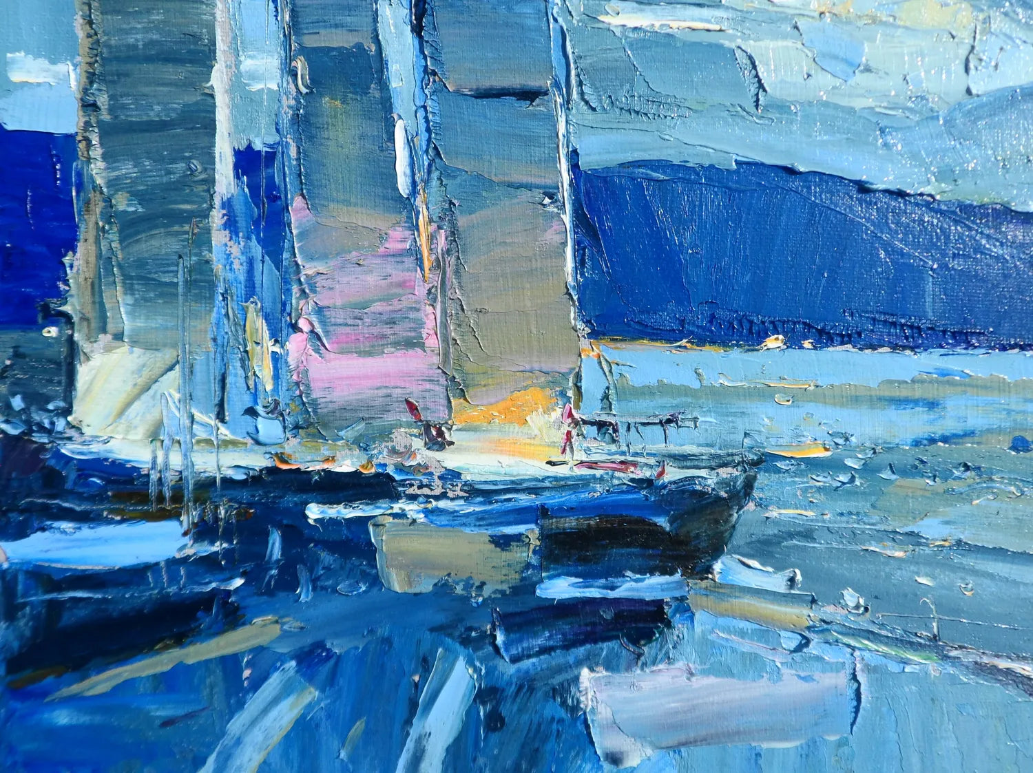 Night Life Original Oil Painting Landscape 25x35 cm Multicolor