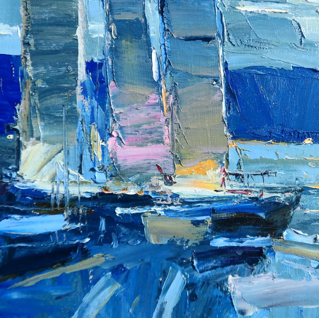 Night Life Original Oil Painting Landscape 25x35 cm Multicolor