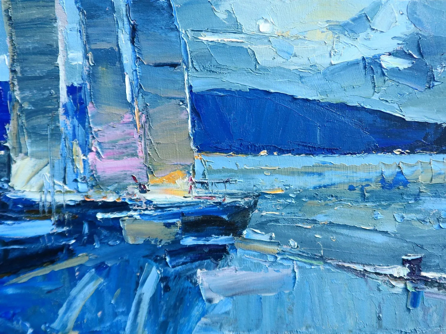 Night Life Original Oil Painting Landscape 25x35 cm Multicolor
