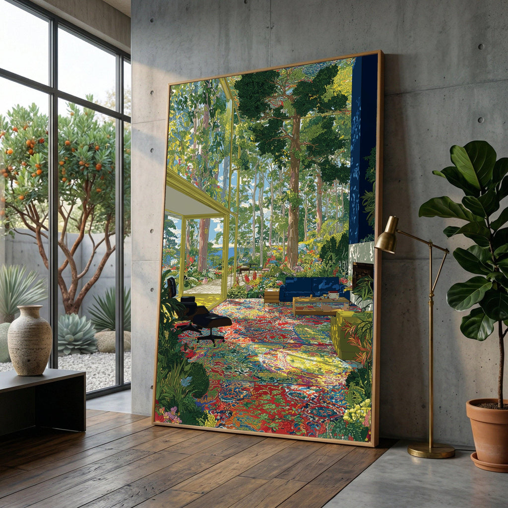 ArtTherapyCanvas Vibrant Indoor Garden Scene Canvas Wall Art