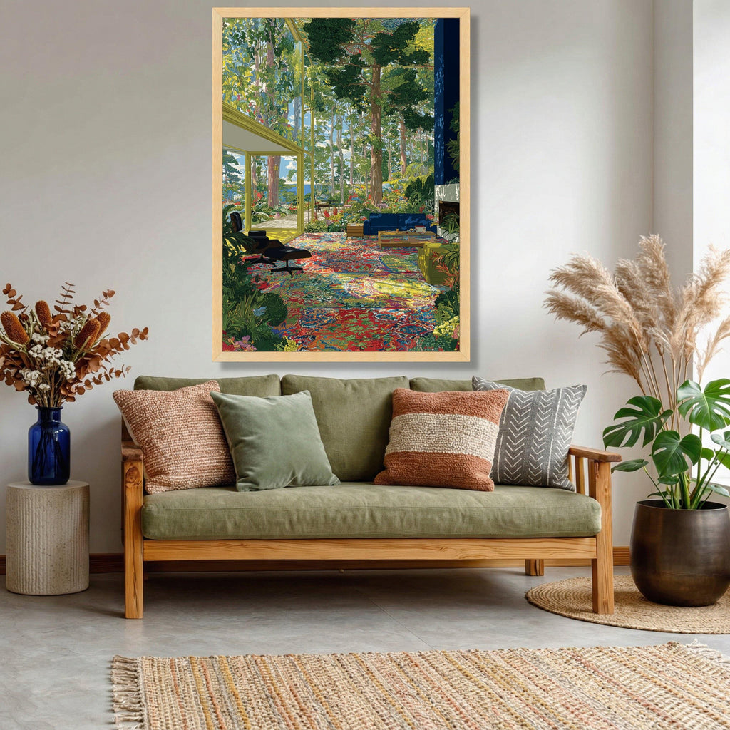 ArtTherapyCanvas Vibrant Indoor Garden Scene Canvas Wall Art