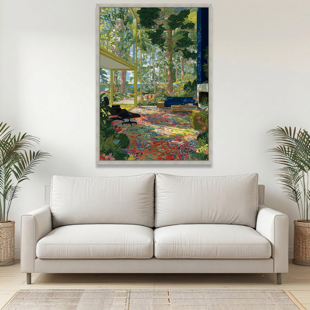 ArtTherapyCanvas Vibrant Indoor Garden Scene Canvas Wall Art